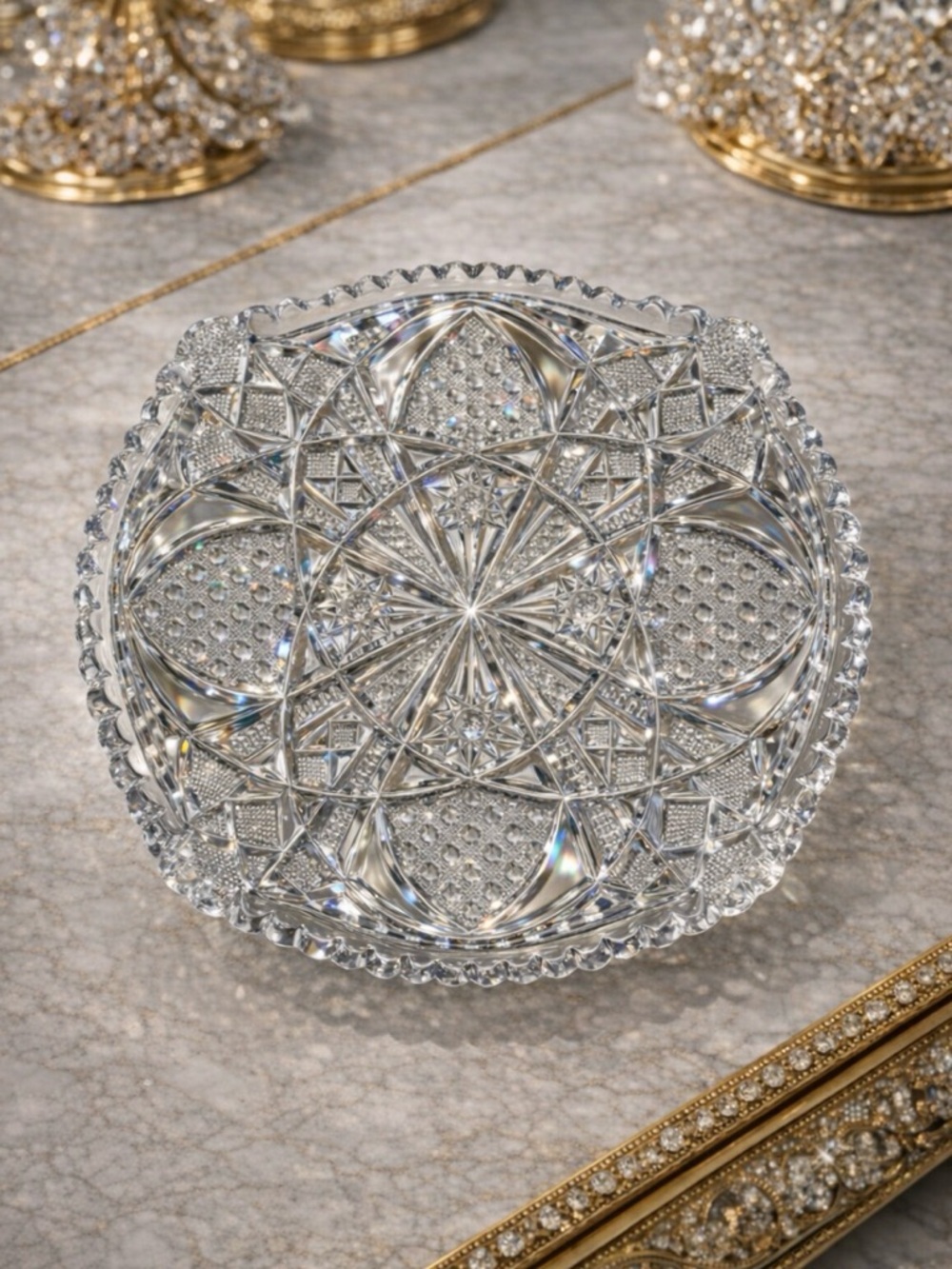 American Brilliant Cut Antique Crystal Glass Bowl
